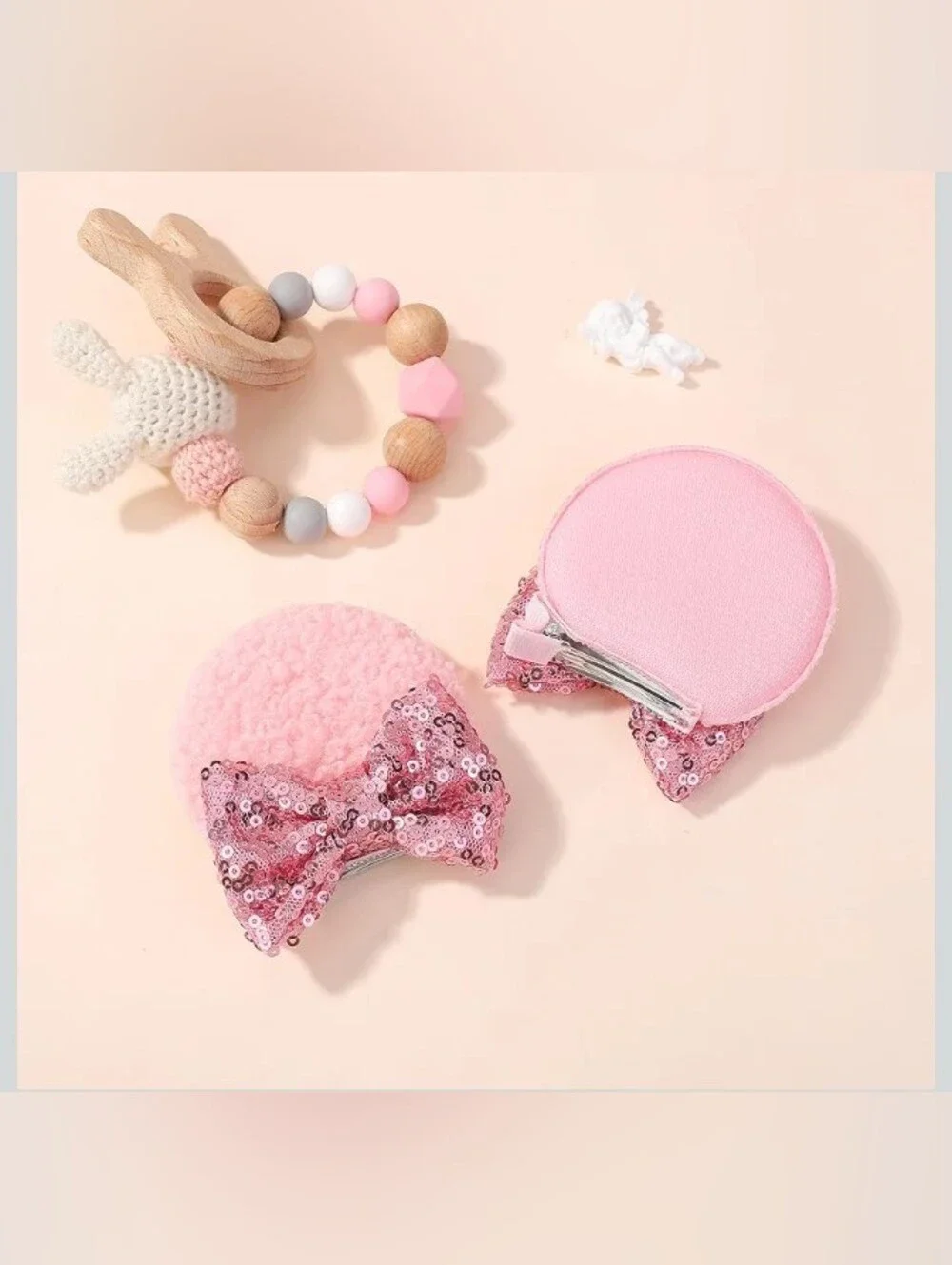 Choicbaby 12 PCS Sequin Bow Mouse Ears Hair Clips NWT